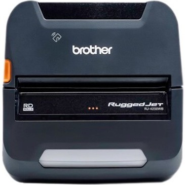 Brother RuggedJet RJ4250WBL Mobile Direct Thermal Printer - Monochrome - Portable - Label/Receipt Print - USB - Bluetooth - Near Field Communication (NFC) - Battery Included