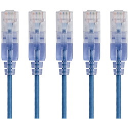 Monoprice 5-Pack, SlimRun Cat6A Ethernet Network Patch Cable, 3ft Blue