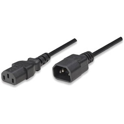 Power Cord/Cable, C14 Male to C13 Female (kettle lead), Monitor to CPU, 1.8m, 10A, Black, Lifetime Warranty, Polybag