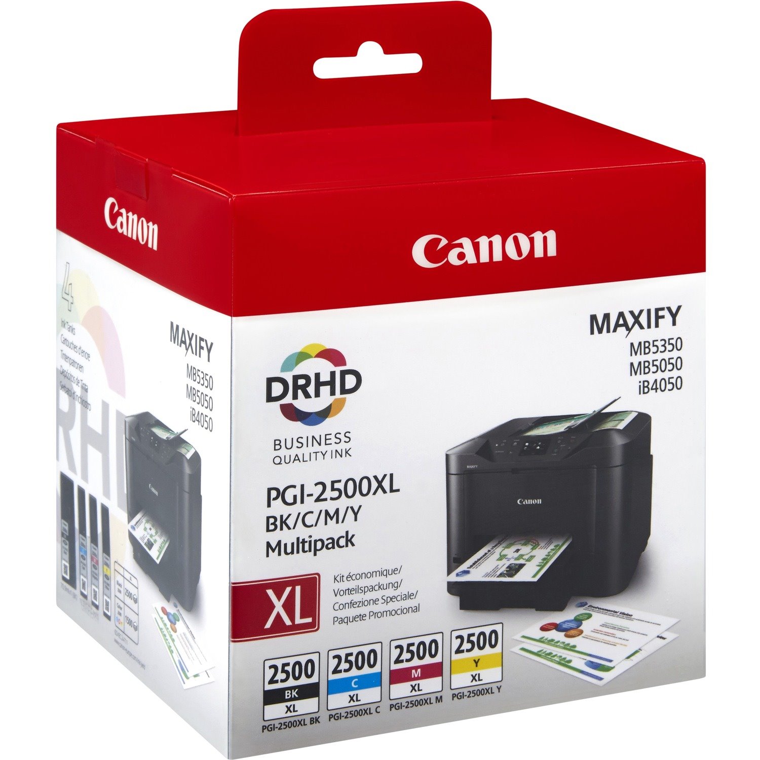 Canon PGI-2500XL C/M/Y/BK Original High Yield Inkjet Ink Cartridge - Multi-pack - Yellow, Cyan, Magenta - 4 / Pack