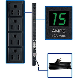 Tripp Lite by Eaton 1.5kW Single-Phase Local Metered PDU, 100-127V Outlets (8 5-15R), 5-15P, 15 ft. (4.57 m) Cord, 0U Vertical, 24 in.