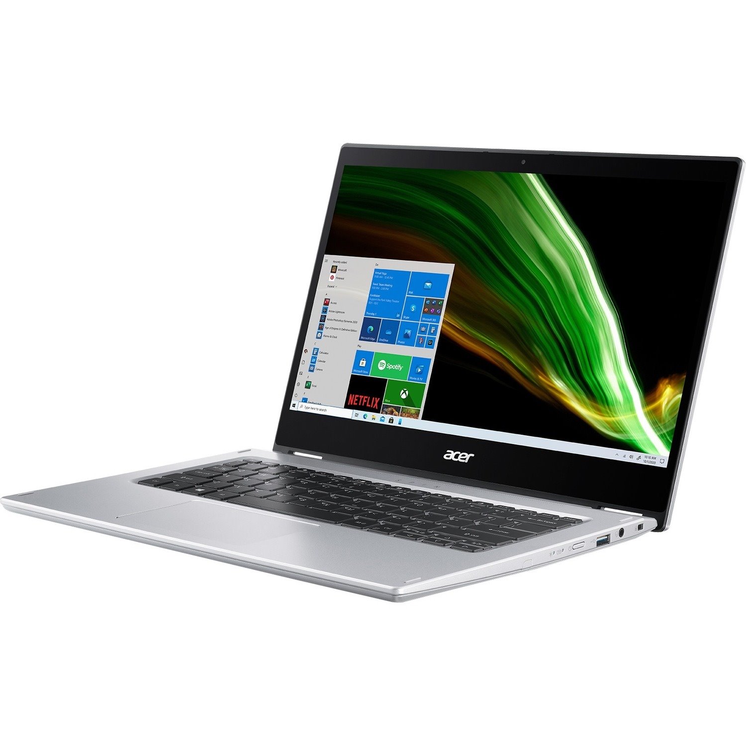 Acer Spin 1 SP114-31 SP114-31-C211 14" Touchscreen Convertible 2 in 1 Notebook - HD - 1366 x 768 - Intel Celeron N4500 Dual-core (2 Core) 1.10 GHz - 4 GB Total RAM - 128 GB Flash Memory - Pure Silver