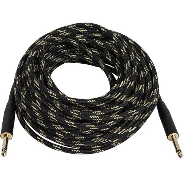 Monoprice 50ft. Cloth Series 1/4 inch T/S Male 20AWG Instrument Cable - Black & Gold