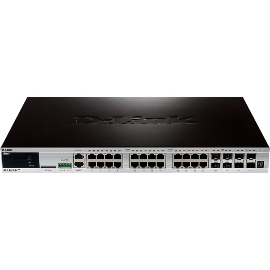 D-Link xStack DGS-3420 DGS-3420-28TC 20 Ports Manageable Layer 3 Switch - 10/100/1000Base-T, 10/100Base-TX