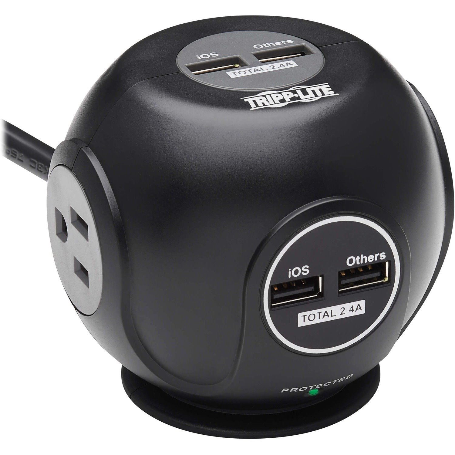 Tripp Lite Safe-IT Spherical Surge Protector 3-Outlets 4 USB Ports 6ft Cord