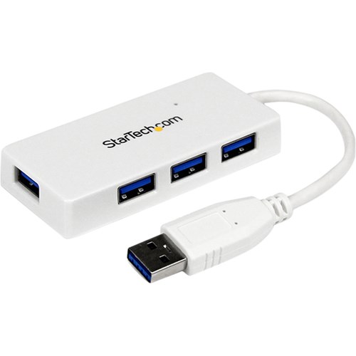 StarTech.com Portable 4 Port SuperSpeed Mini USB 3.0 Hub - 5Gbps - White