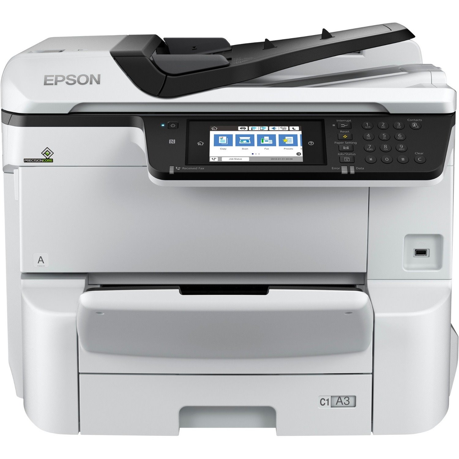 Epson WorkForce Pro WF-C8690 Inkjet Multifunction Printer-Color-Copier/Fax/Scanner-35 ppm Mono/35 ppm Color Print-4800x1200 dpi Print-Automatic Duplex Print-75000 Pages-750 sheets Input-Color Flatbed Scanner-1200 dpi Optical Scan-Wireless LAN