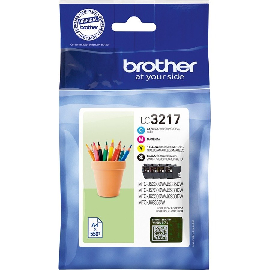 Brother LC3217 Original Standard Yield Inkjet Ink Cartridge - Value Pack - Black, Cyan, Magenta, Yellow - 4 / Pack