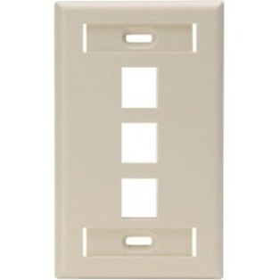 Leviton Single-Gang QuickPort Wallplate with ID Windows, 3-Port, Ivory