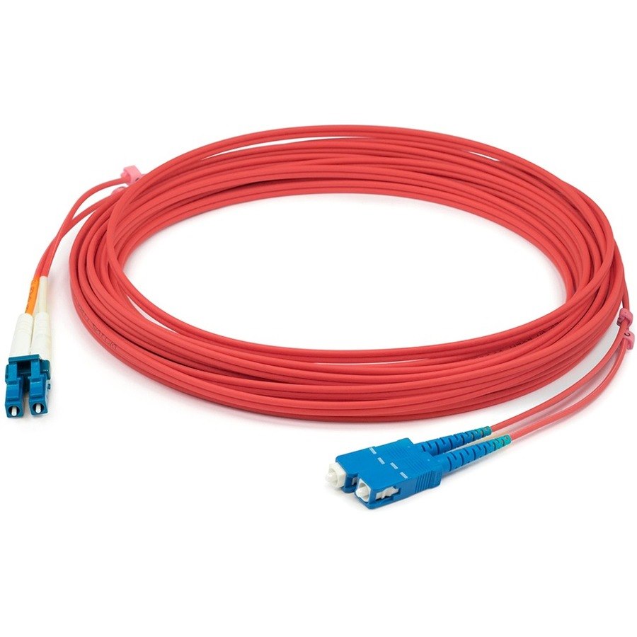 AddOn 5m LC (Male) to SC (Male) Red OS2 Duplex Fiber TAA Compliant OFNR (Riser-Rated) Patch Cable