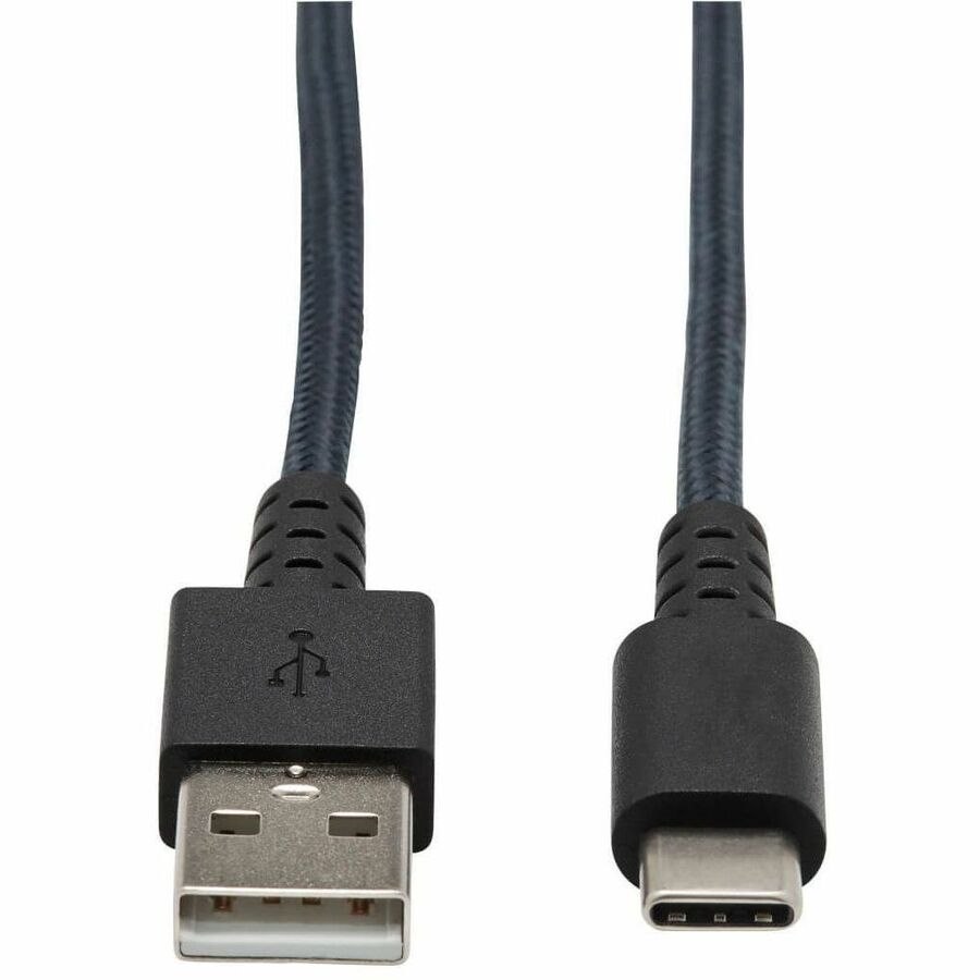 Eaton Tripp Lite Series Heavy-Duty USB-A to USB-C Cable, USB 2.0, UHMWPE and Aramid Fibers, (M/M), Gray, 3 ft. (0.91 m)