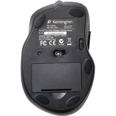 Kensington ProFit Mouse - Radio Frequency - USB - Optical - 4 Button(s) - Black - 1 Pack