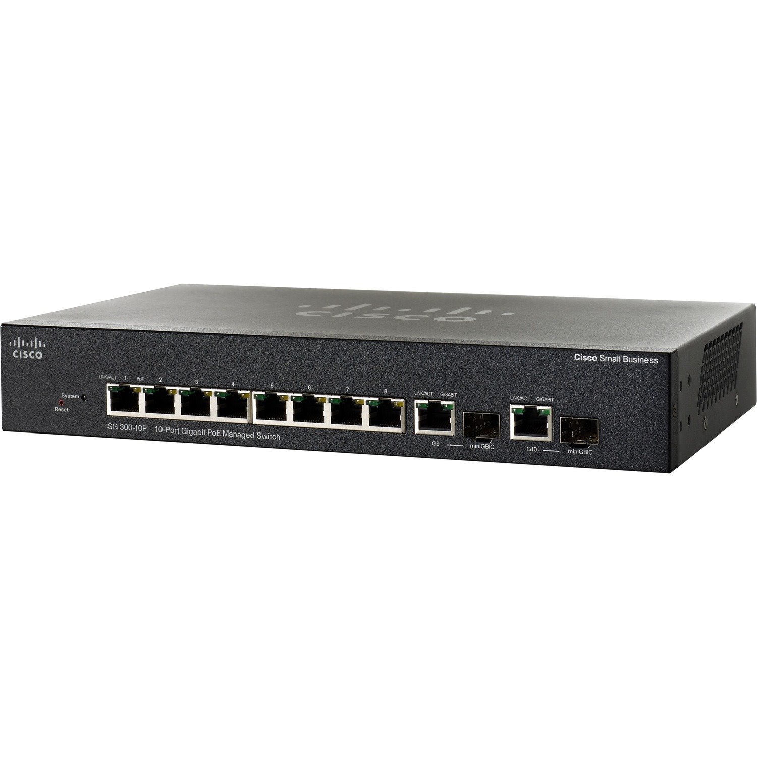 Cisco SG300-10 10 Ports Manageable Ethernet Switch - Gigabit Ethernet - 10/100/1000Base-T, 1000Base-X - Refurbished