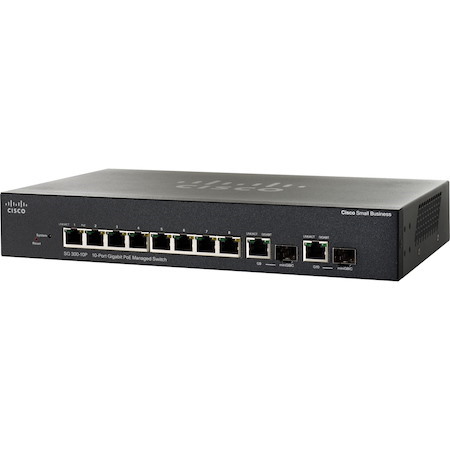 Cisco SG300-10 10 Ports Manageable Ethernet Switch - Gigabit Ethernet - 10/100/1000Base-T, 1000Base-X - Refurbished