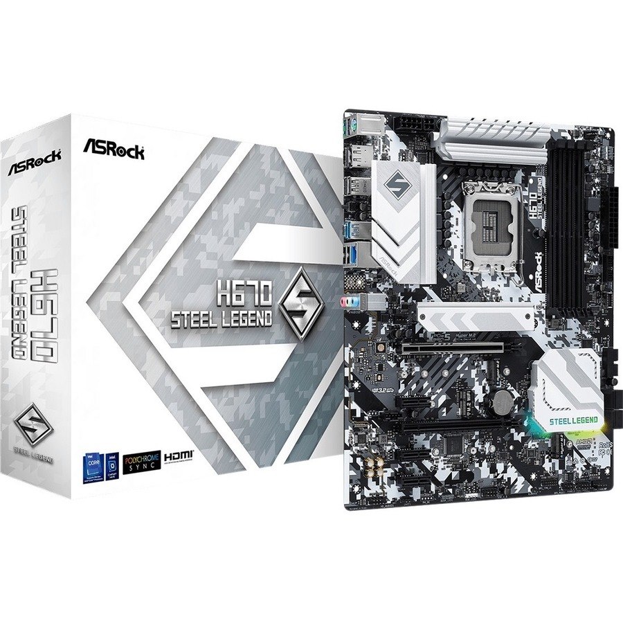 ASRock H670 Steel Legend Desktop Motherboard - Intel H670 Chipset - Socket LGA-1700 - Intel Optane Memory Ready - ATX