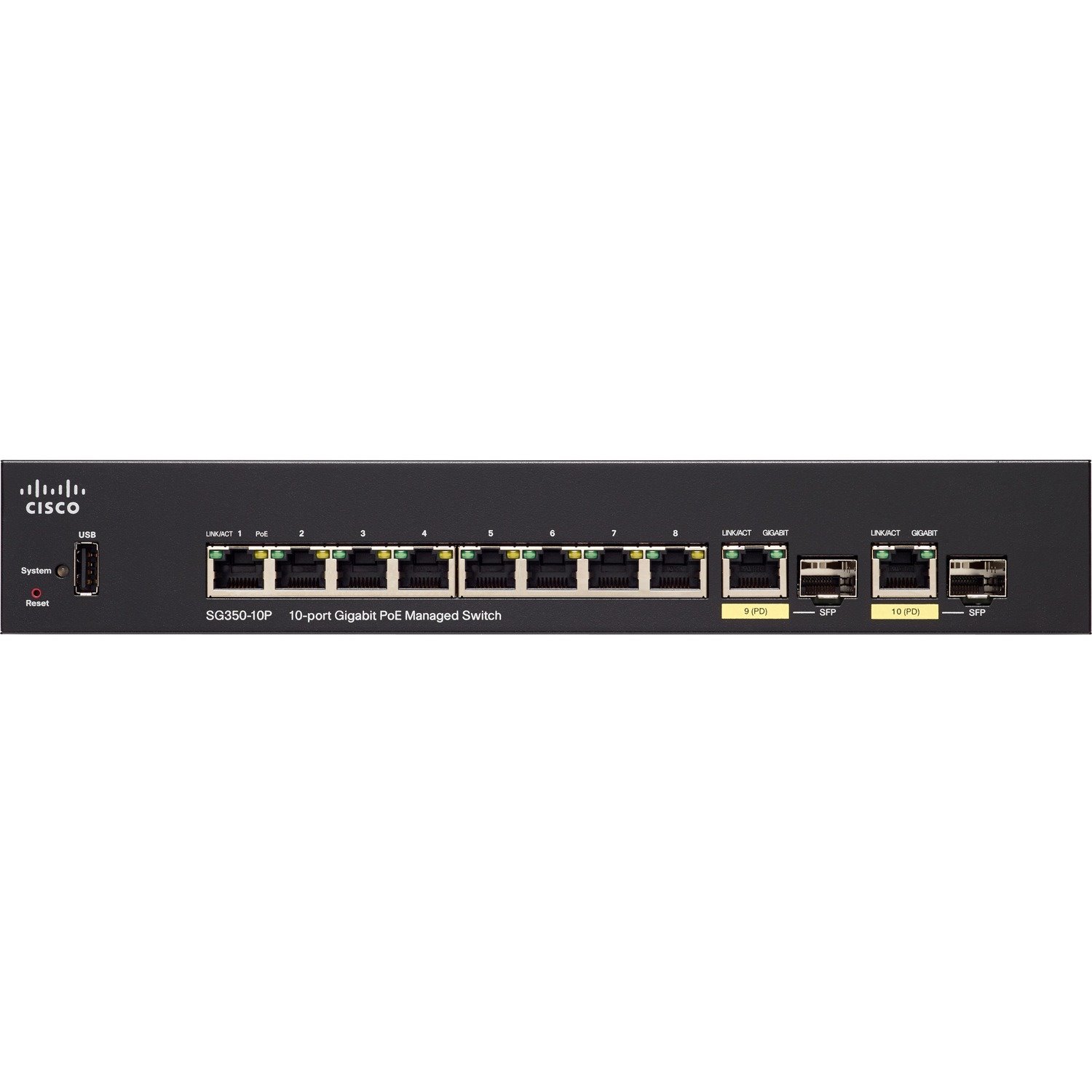 Cisco 350 SG350-10P 10 Ports Manageable Ethernet Switch - Gigabit Ethernet - 10/100/1000Base-TX, 1000Base-X