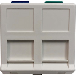 Tripp Lite by Eaton 2-Port European-Style Insert, Unloaded Shuttered Angled Module, Icon Tabs, White