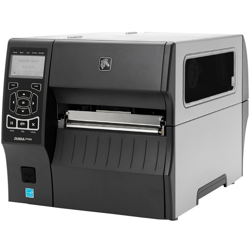 Zebra ZT420 Desktop Direct Thermal/Thermal Transfer Printer - Monochrome - Label Print - Fast Ethernet - USB - Serial - Bluetooth - US