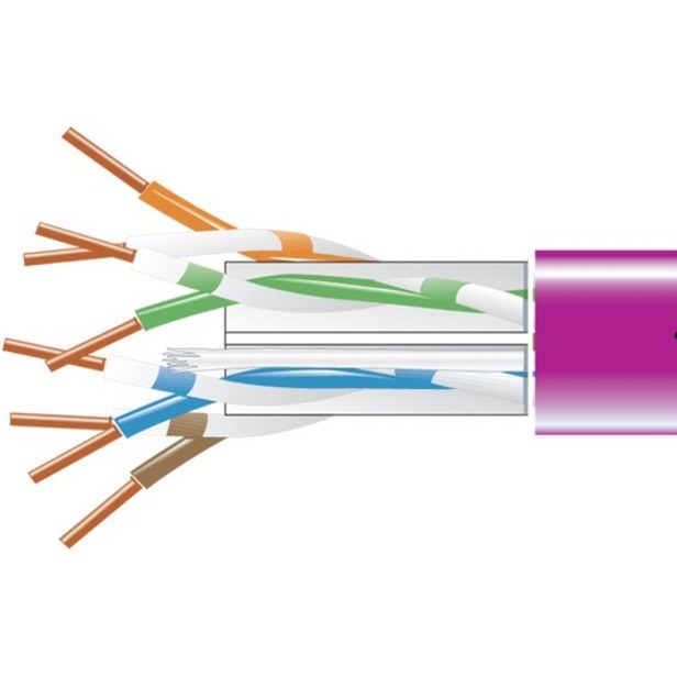 Black Box CAT6 550-MHz Solid Bulk Cable UTP CMP Plenum Purple 1000FT Pull-Box