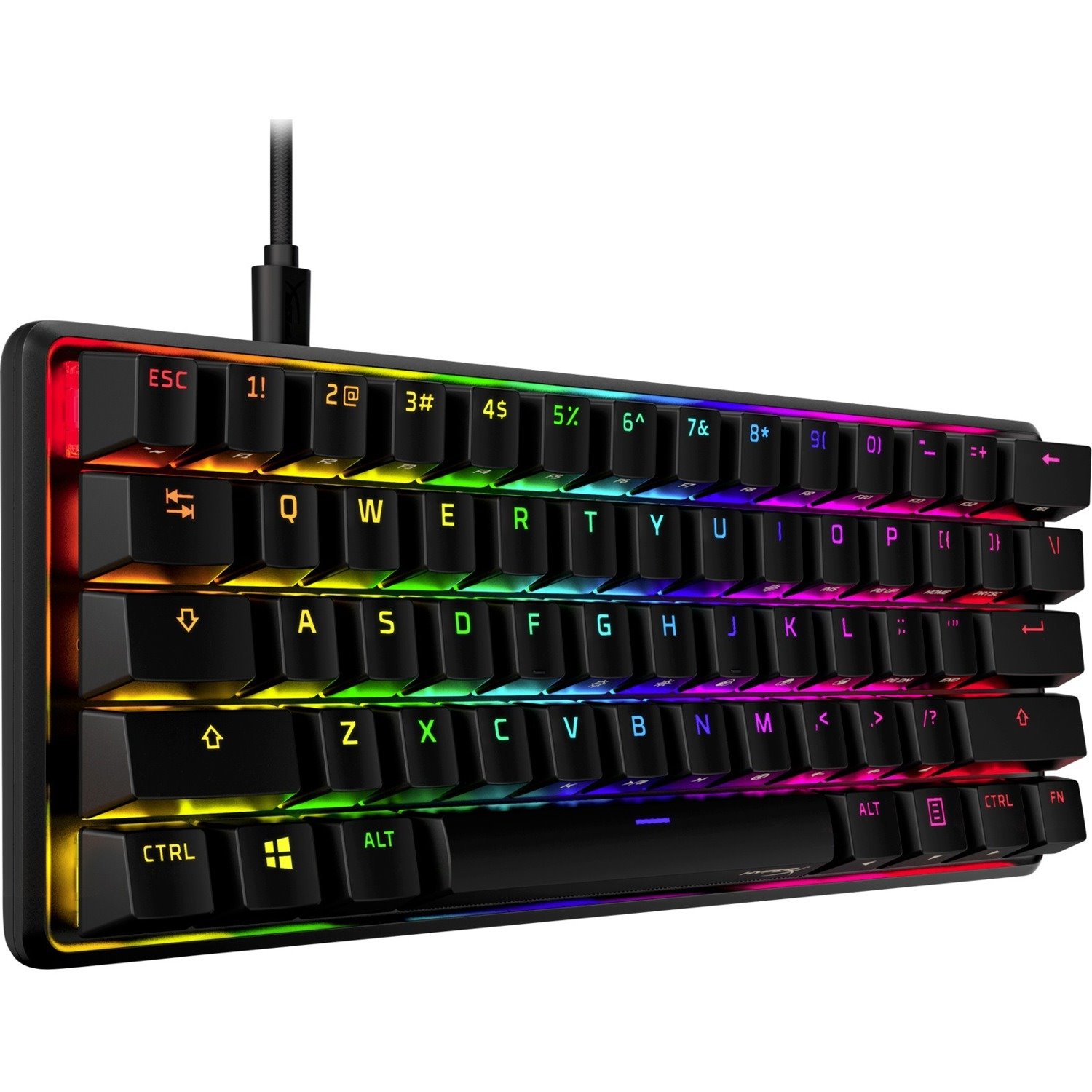 HyperX Alloy Origins 60 Rugged Gaming Keyboard - Cable Connectivity - USB Type C Interface - RGB LED - English (US) - Black