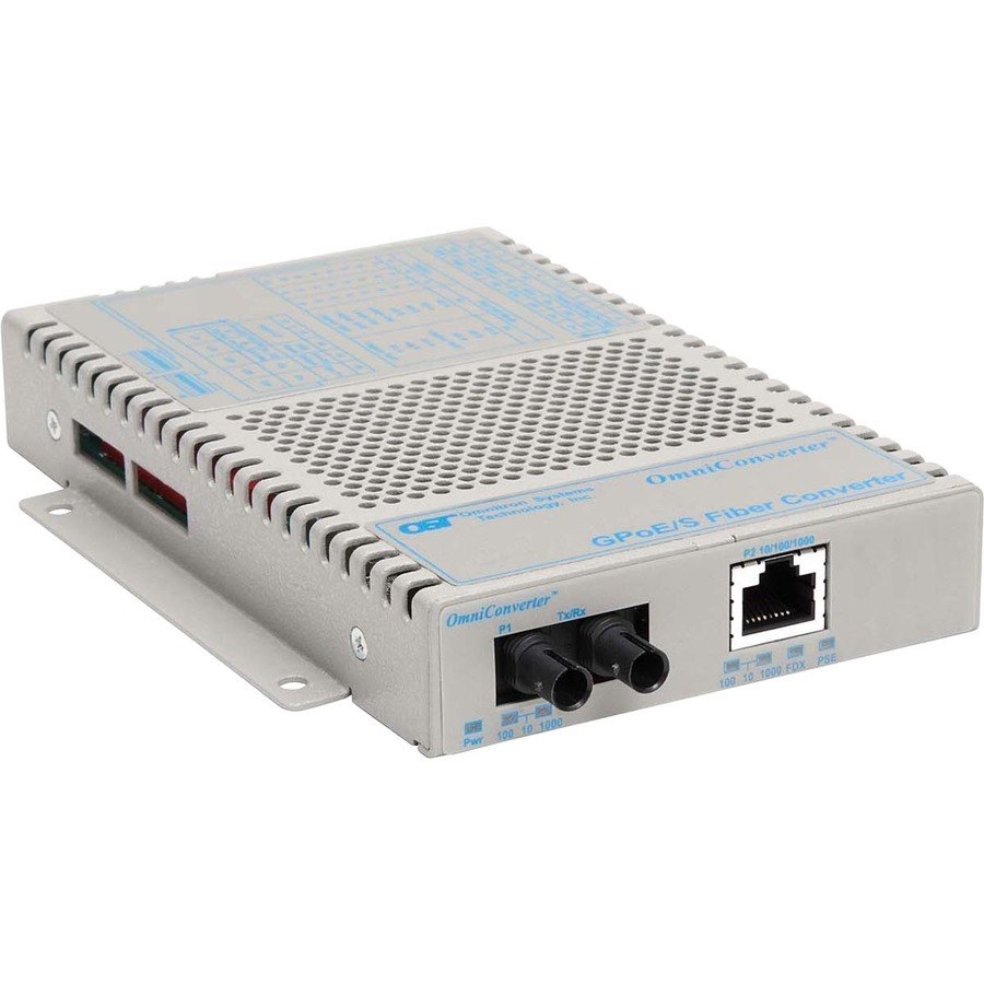 OmniConverter 10/100/1000 PoE Gigabit Ethernet Fiber Media Converter Switch RJ45 ST Multimode 550m