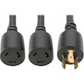Eaton Tripp Lite Series Power Extension Cord/Splitter, NEMA L6-20P to 2x NEMA L6-20R Y Splitter, Heavy-Duty - 20A, 250V, 10 AWG, 1 ft. (0.31 m), Black