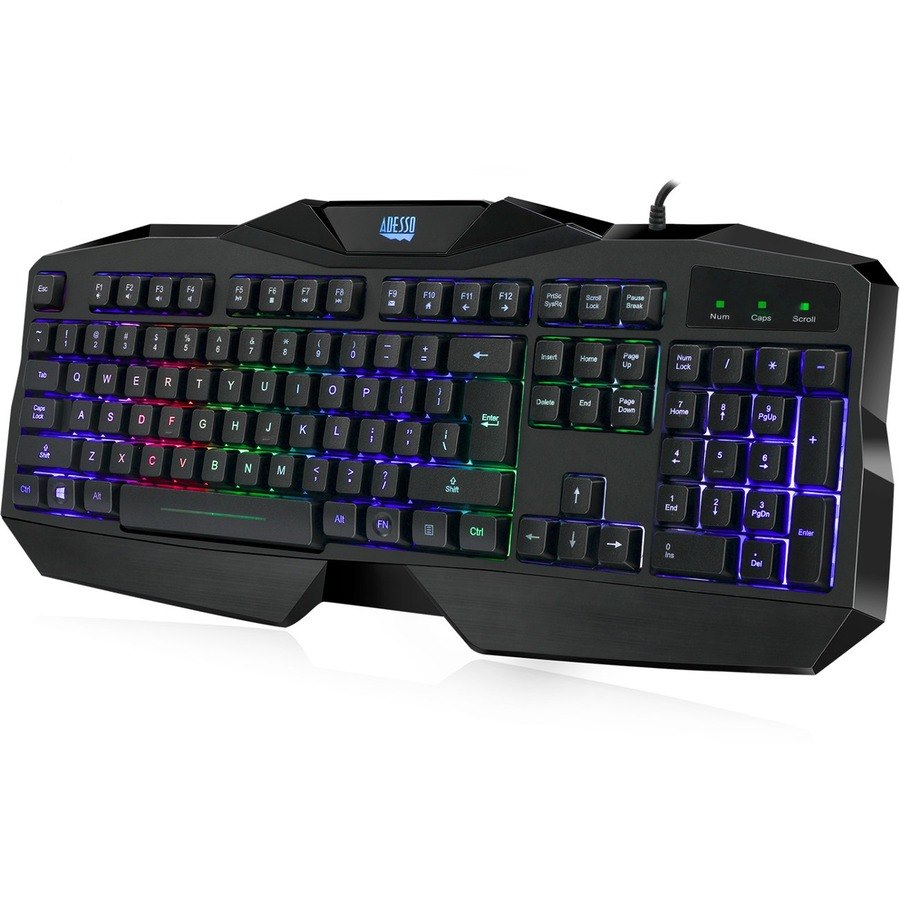 Adesso EasyTouch AKB-138EB Gaming Keyboard - Cable Connectivity - USB Interface - English (US) - Black