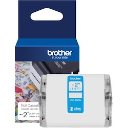 Brother Genuine CZ-1005 continuous length ~ 2 (1.97") 50 mm wide x 16.4 ft. (5 m) long label roll featuring ZINK&reg; Zero Ink technology