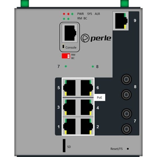 Perle IDS-509G2PP6-T2SD10 - Industrial Managed Power Over Ethernet Switch