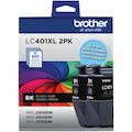 Brother LC401XL2PKS Original High Yield Inkjet Ink Cartridge - Black - 2 Pack