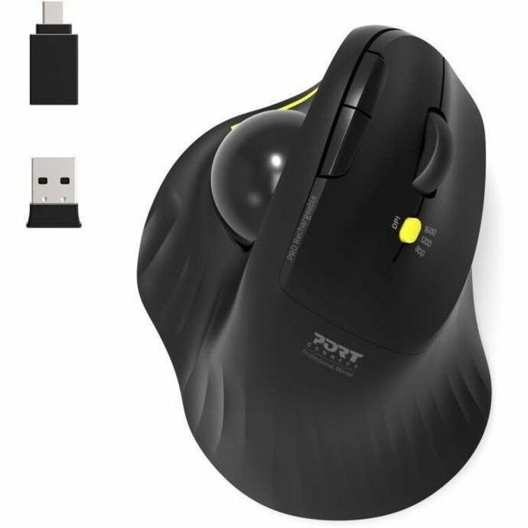 Port Mouse - Bluetooth - USB Type A, USB Type C - Optical - Black - 1