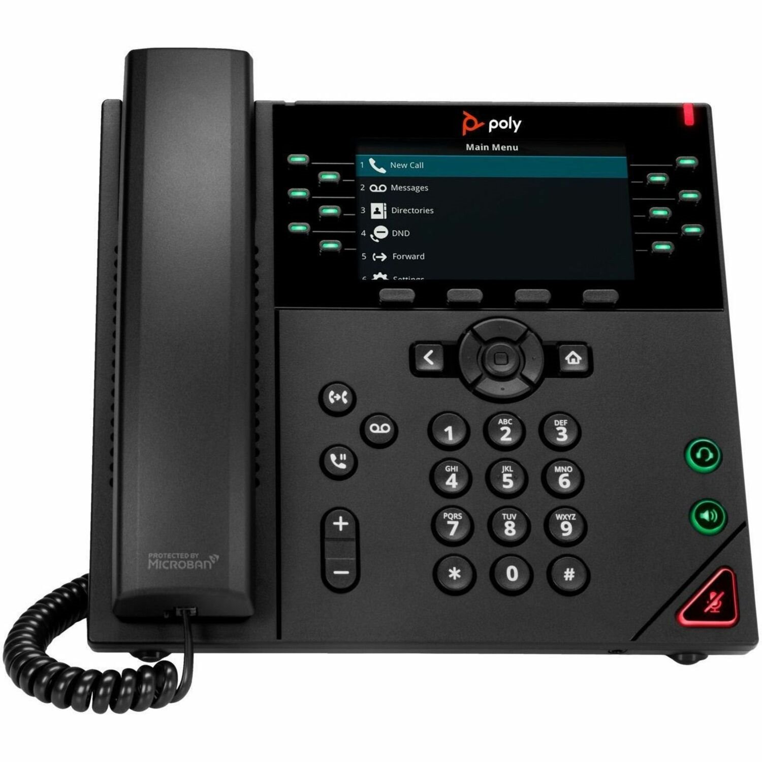 Poly VVX 450 IP Phone - Corded - Corded - Desktop, Wall Mountable - Black - TAA Compliant