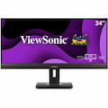 ViewSonic Ergonomic VG3456A - 34" 21:9 Ultrawide 1440p IPS Monitor with Built-In Docking, 100W USB-C, RJ45 - 300 cd/m&#178;