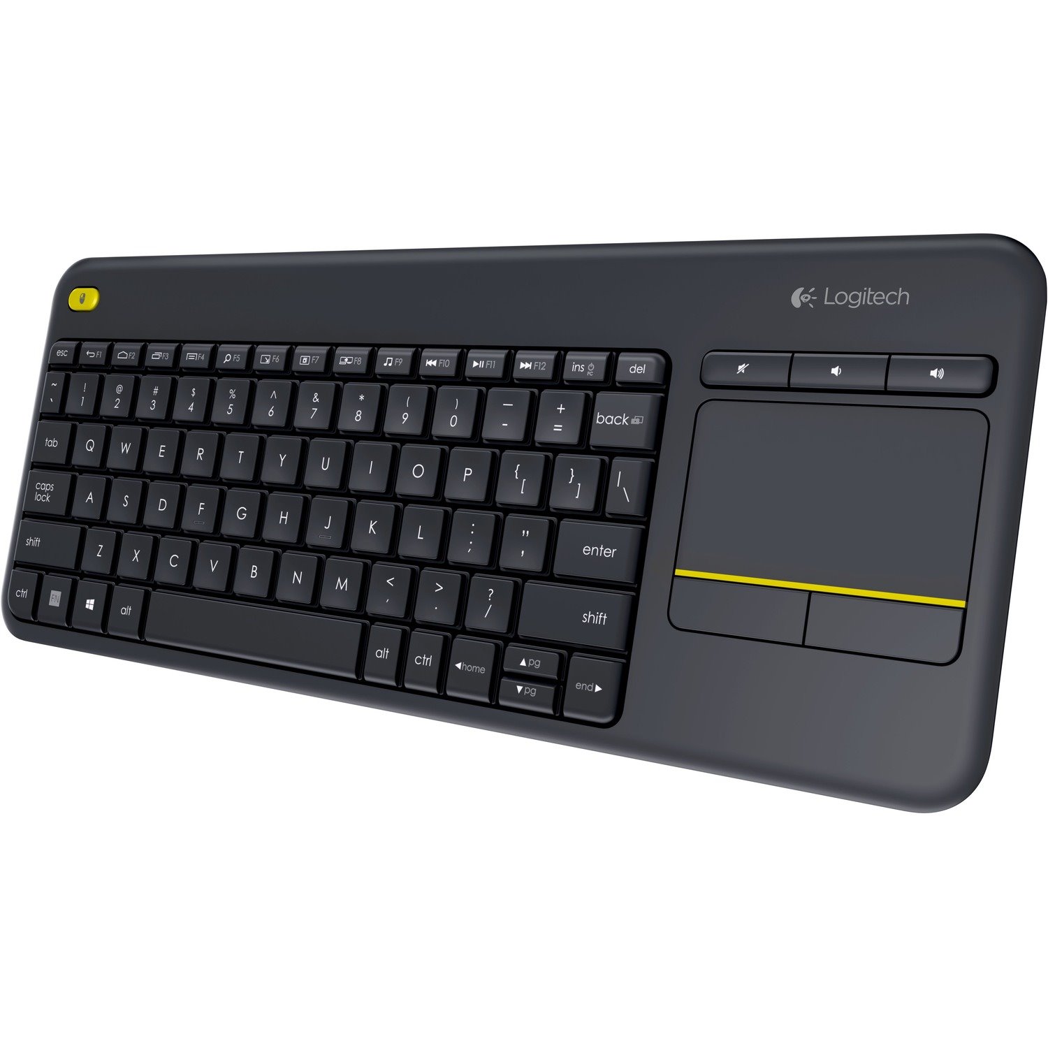 Logitech K400 Plus Keyboard - Wireless Connectivity - USB Interface - TouchPad - QWERTY Layout - Black