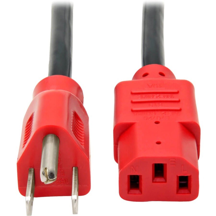 Tripp Lite Computer Power Extension Cord 10A 18AWG 5-15P C13 Red Plugs 4'