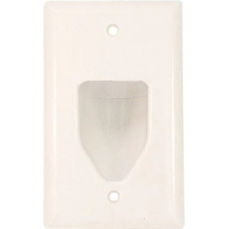 Monoprice Datacomm 1-Gang Recessed Low Voltage Cable Wall Plate, White