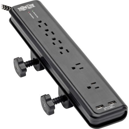 Tripp Lite by Eaton Safe-IT 6-Outlet Surge Protector, 2 USB Charging Ports, 8 ft. Cord, 5-15P Plug, 2100 Joules, Antimicrobial Protection, Black