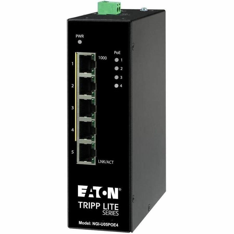 Eaton Tripp Lite Series 5-Port Unmanaged Industrial Gigabit Ethernet Switch - 10/100/1000 Mbps, PoE+ 30W, -10&deg; to 60&deg;C, DIN Mount, TAA