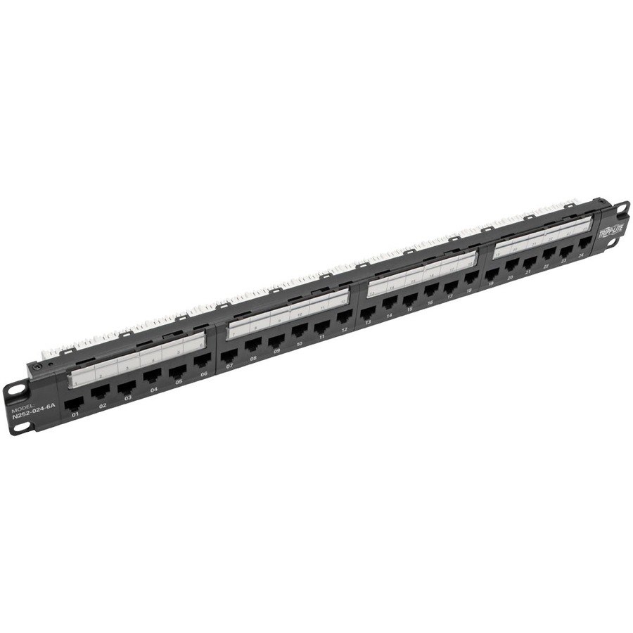 Eaton Tripp Lite Series 24-Port 1U Rack-Mount Cat6a 110 Patch Panel with Cable Management Bar, 110 Punchdown, RJ45, TAA