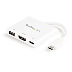 StarTech.com USB-C to 4K HDMI Multifunction Adapter with Power Delivery and USB-A Port- White