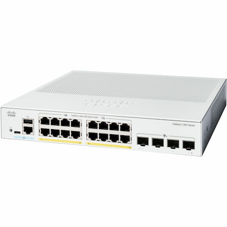 Cisco Catalyst 1300 C1300-16P-4X 16 Ports Manageable Ethernet Switch - 10 Gigabit Ethernet - 10/100/1000Base-T, 10GBase-X