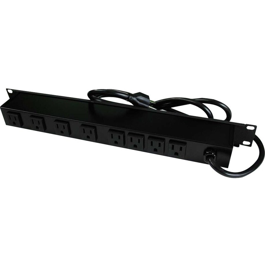 C2G 6ft Wiremold Rack Mount 8-Outlet 120v/15a Lighted Switch Computer Grade Power Strip