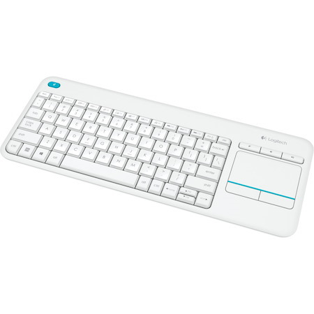 Logitech K400 Plus Keyboard - Wireless Connectivity - USB Interface - TouchPad - English (UK) - QWERTY Layout - White