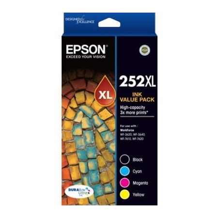 Epson DURABrite Ultra 252XL Original High Yield Inkjet Ink Cartridge - Value Pack - Black, Cyan, Magenta, Yellow - 4 / Pack