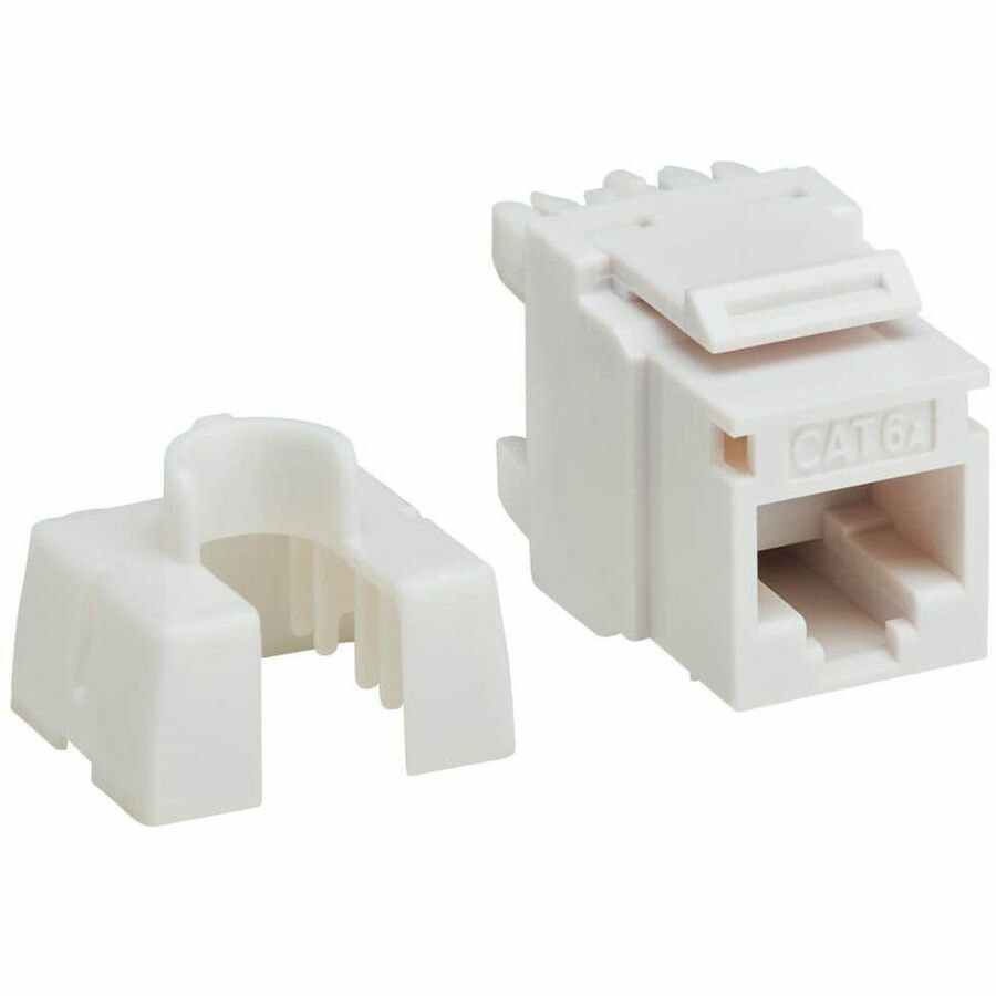 Eaton Tripp Lite Series Cat6a Keystone Jack - 4PPoE Compliant, 110/Krone, 568A/B, RJ45 Ethernet, White, TAA