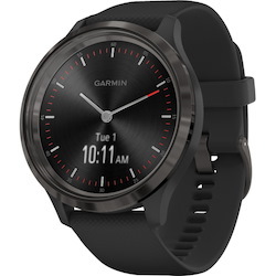 Garmin v&iacute;vomove 3 GPS Watch - Round Case Shape - 44 mm Case Width - Slate Body Color - Black Case Color - Stainless Steel Body Material - Fiber Reinforced Polymer Case Material - Silicone Band Material