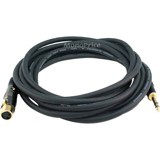 Monoprice 15ft Premier Series XLR Female to 1/4inch TRS Male 16AWG Cable (Gold Plated)