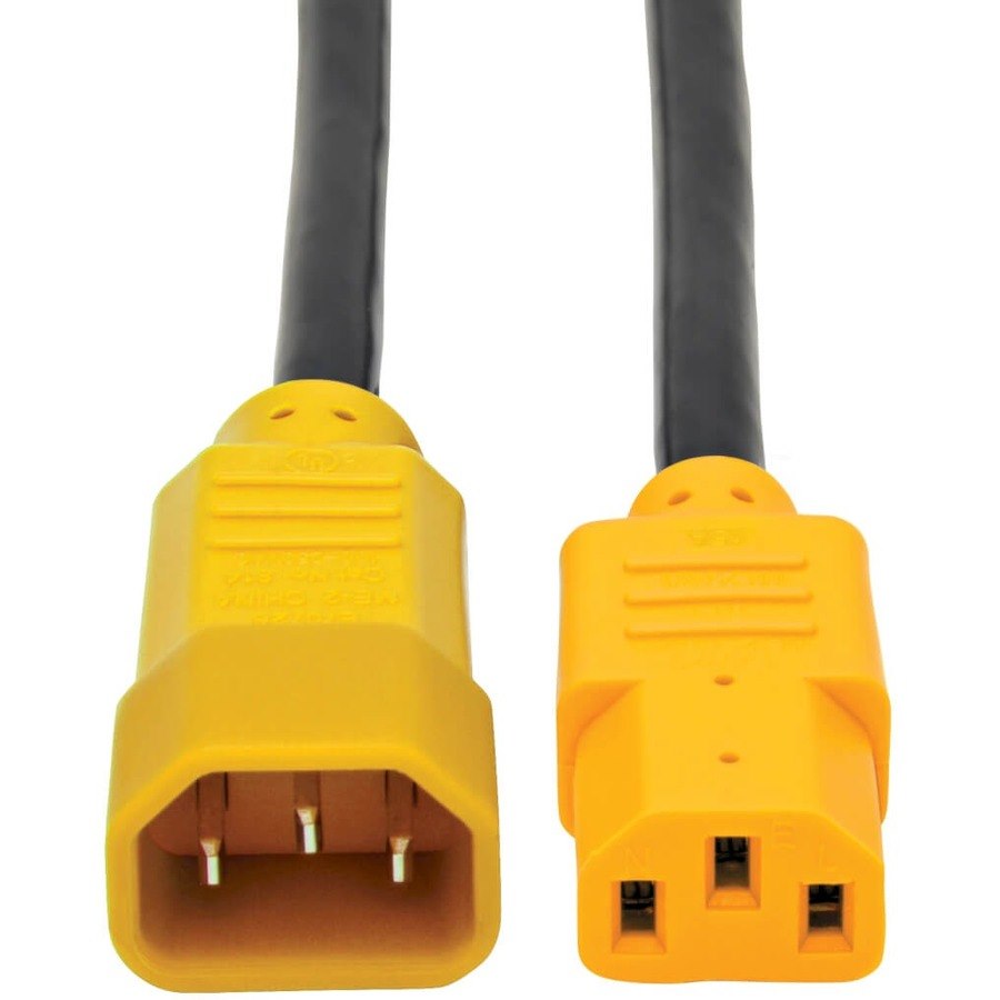 Eaton Tripp Lite Series Heavy-Duty PDU Power Cord, C13 to C14 - 15A, 250V, 14 AWG, 6 ft. (1.83 m), Yellow Plugs