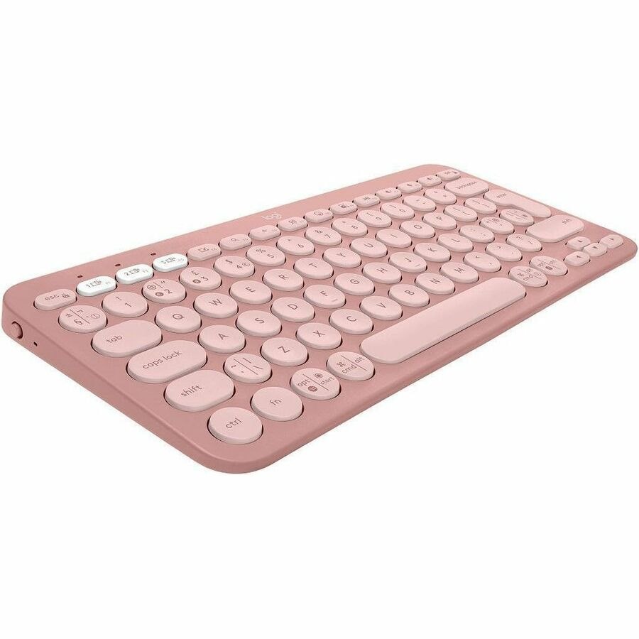 Logitech Pebble Keys 2 K380s Keyboard - Wireless Connectivity - USB Interface - English (UK) - QWERTY Layout - Tonal Rose