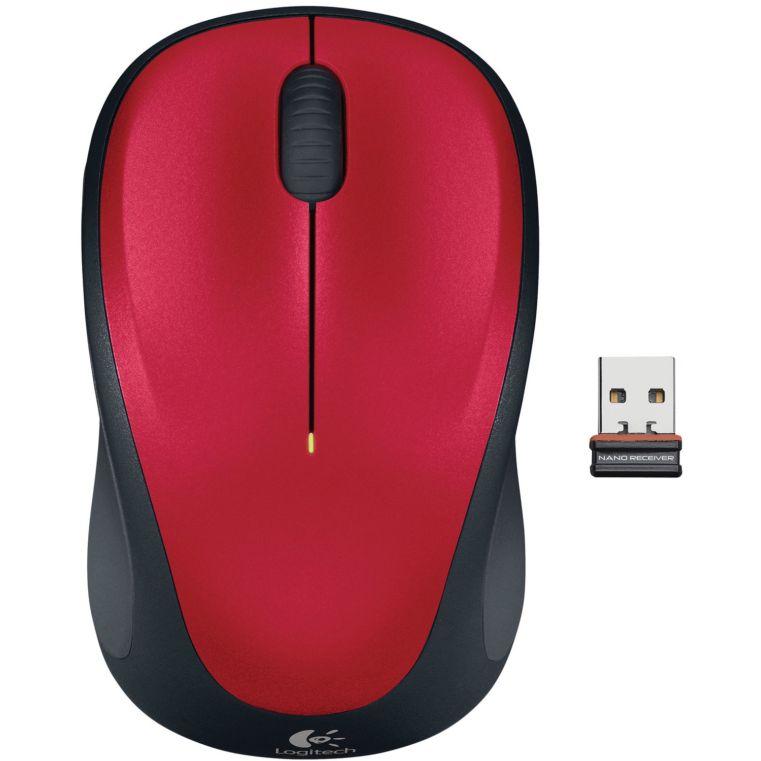 Logitech M235 Mouse - Radio Frequency - USB - Optical - 3 Button(s) - Red